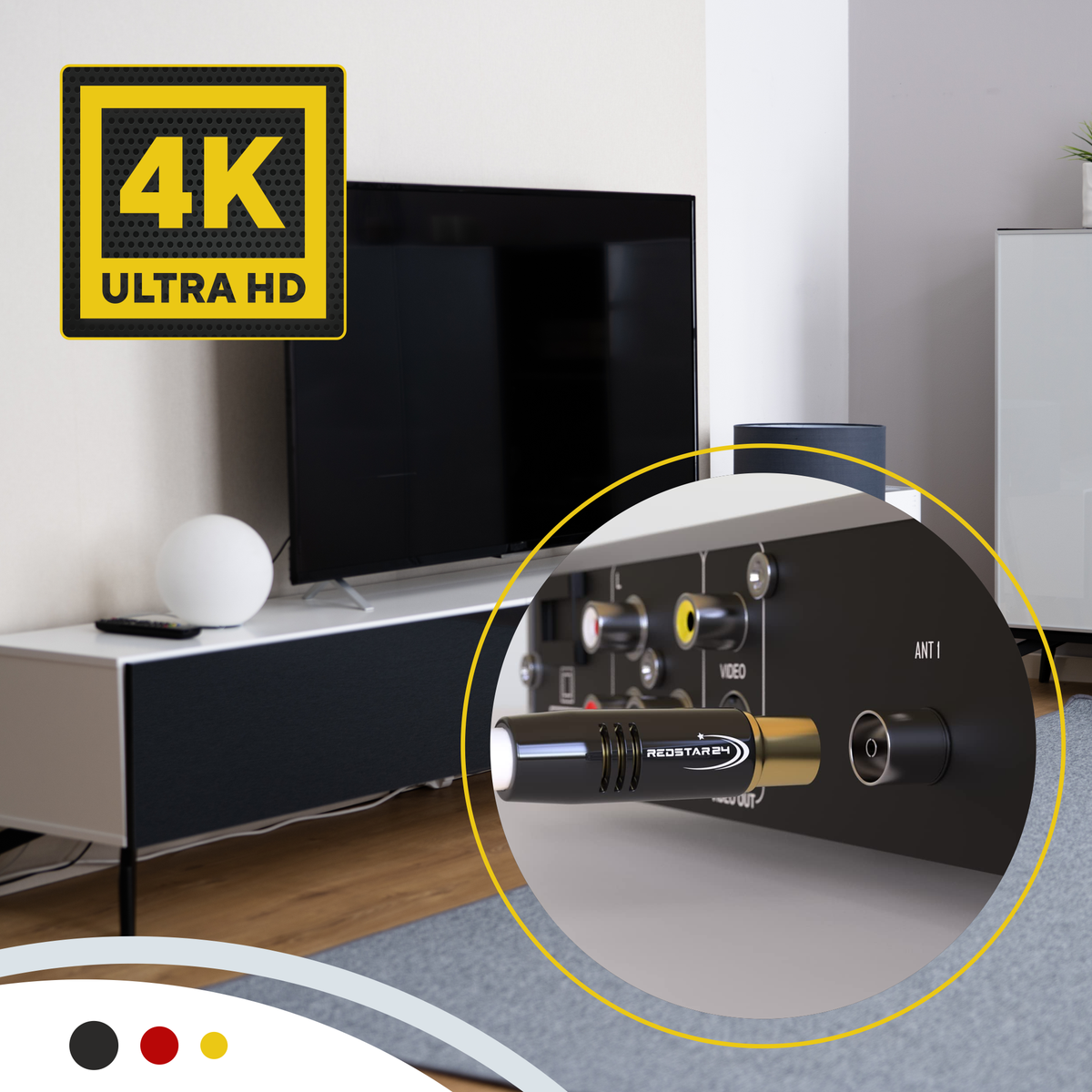 RedStar24 Câble d'antenne coaxial 135dB – HDTV, TNT, Radio, DAB, 4K UHD