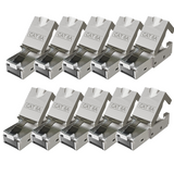 RedStar24 CAT6a Netzwerkstecker RJ45 Werkzeuglos – Geschirmt – 10 Gigabit Ethernet – für Verlegekabel – Sets 1 bis 24 Stück