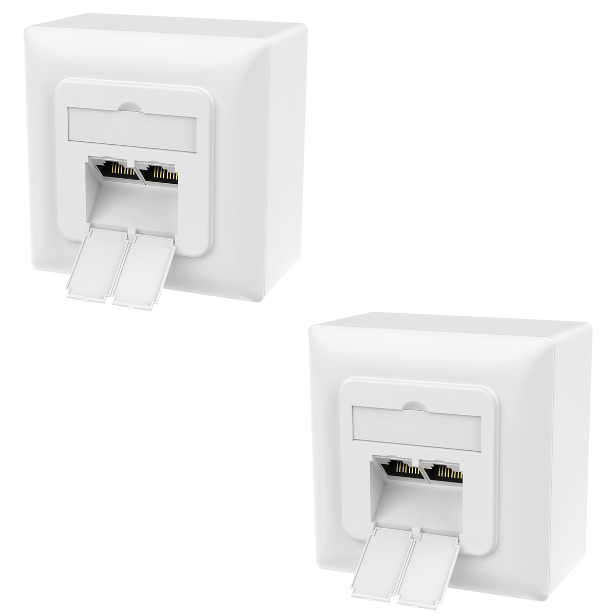 RedStar24 Prise réseau Cat6A – 2 ports RJ45, blindée – Lot de 1 / 2 / 4 – Prise LAN pour montage en saillie et encastré, 10 Gbit/s, compatible PoE