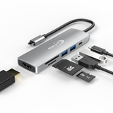 RedStar24 USB C Hub 6-in-1 Adapter in Space Grau – HDMI 4K & USB 3.0 Ports