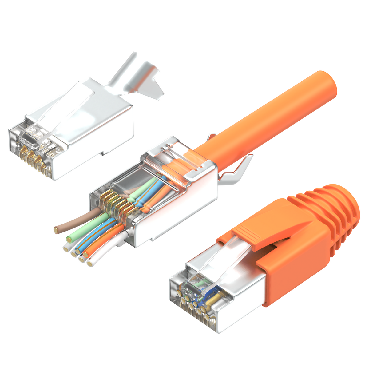10x RJ45 Pass-Through Stecker Cat.7 – RedStar24 Netzwerkzubehör