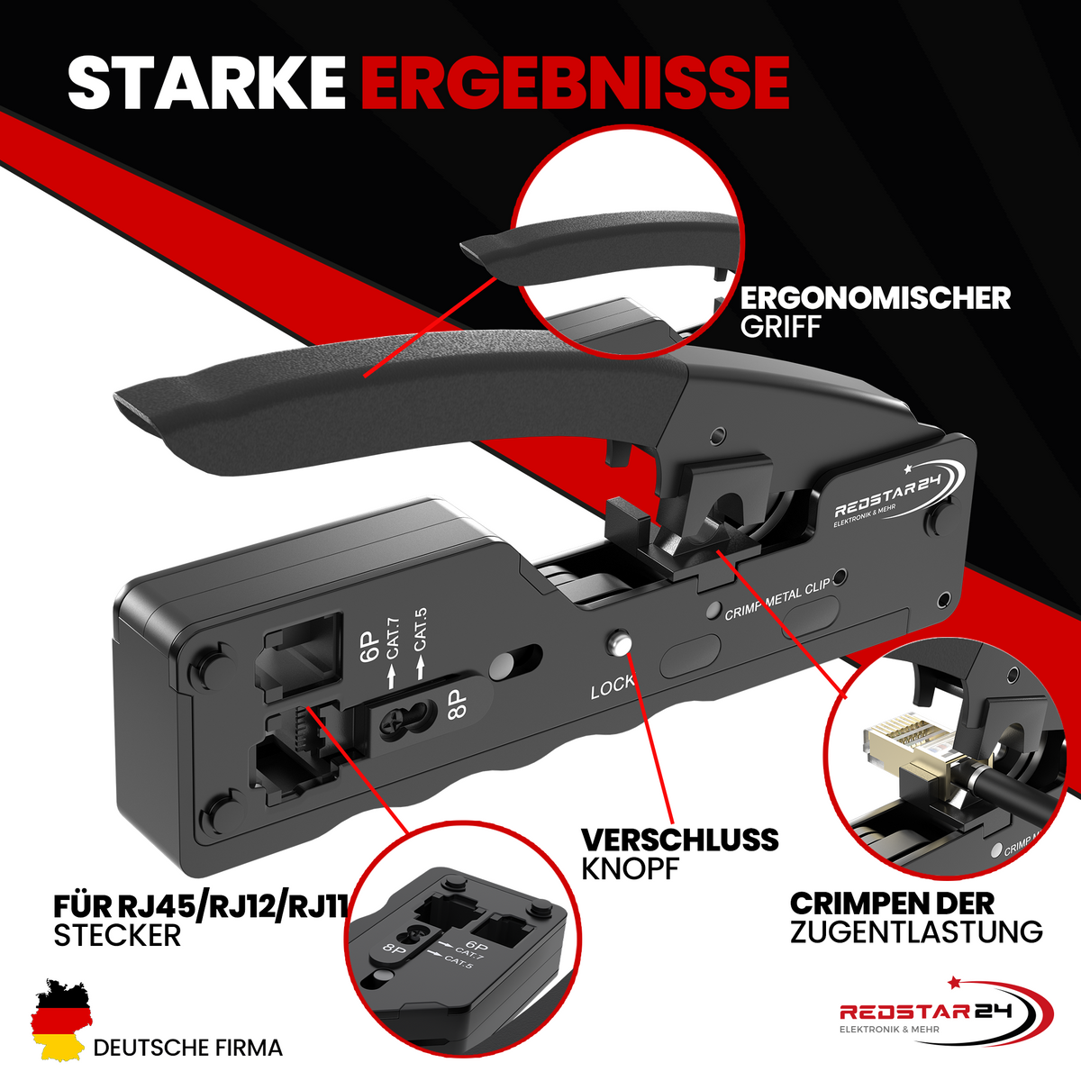 Komplettes Netzwerk Werkzeugset mit RJ45 Steckern – RedStar24