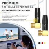 RedStar24 SAT Antennenkabel 135 dB – 2x 90° F-Winkelstecker – HDTV, DVB-S/S2, DVB-C, Kabelinternet, UHD, vergoldet – Schwarz/Weiß – 1m bis 20m