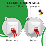 Cat6A Netzwerkdose 2x RJ45 Ports – 10 Gbit/s & PoE-fähig – RedStar24