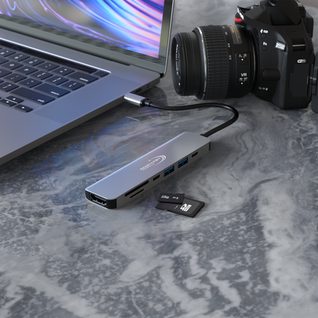 RedStar24 USB C Adapter mit HDMI, USB 3.0, MicroSD, SD & PD 100W
