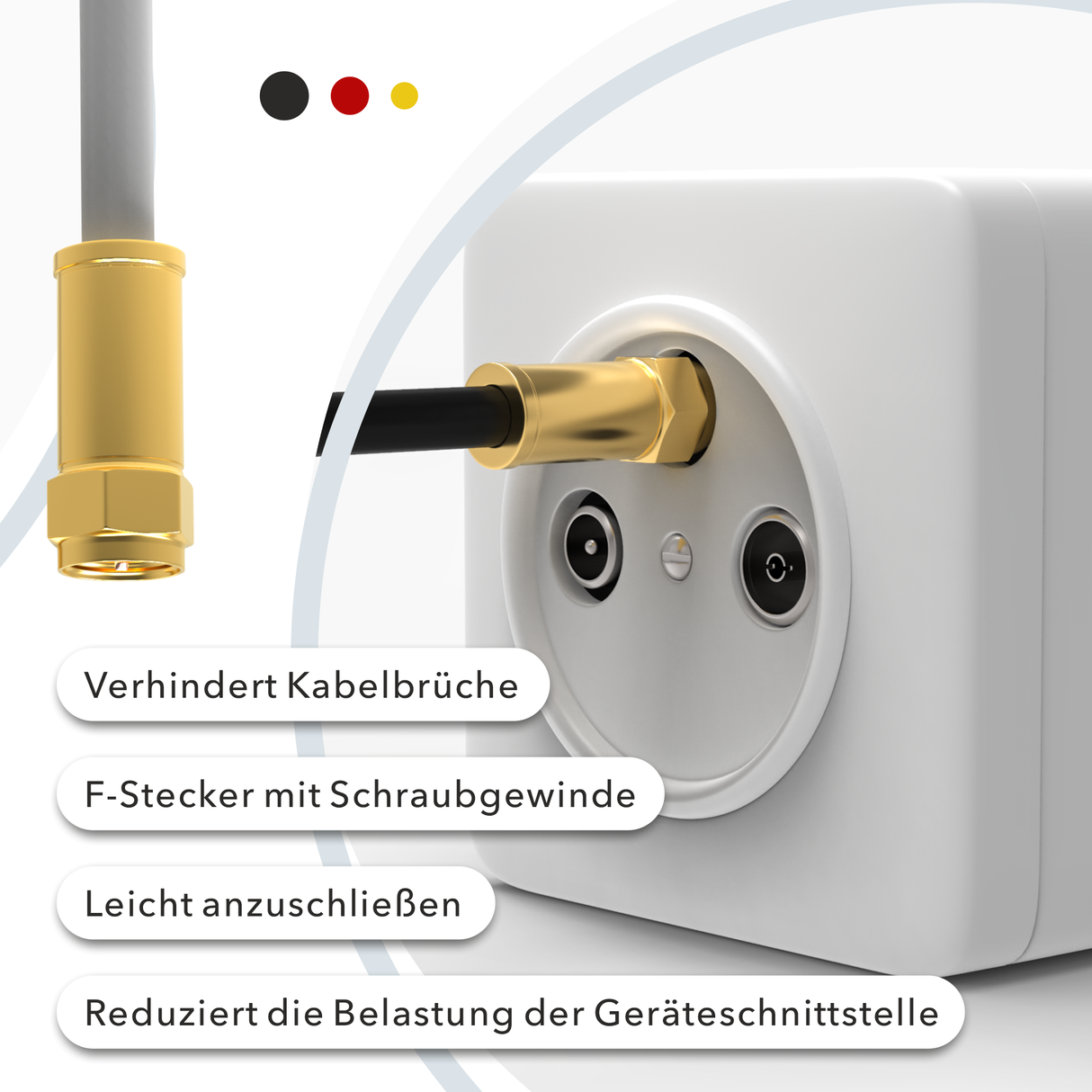RedStar24 SAT Kabel 135 dB – F-Stecker auf F-Stecker – Satellitenkabel / Antennenkabel – UHD, DVB-S2, DVB-C, Kabelinternet – Schwarz/Weiß – 1m bis 20m