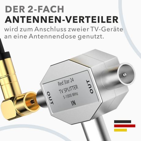 T-Adapter Antennen-Verteiler – Koaxial Splitter 2-fach