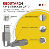 RedStar24 RJ45 Stecker werkzeuglos CAT 7 / CAT 6a – 10 Gbit/s, geschirmt, AWG 22–24