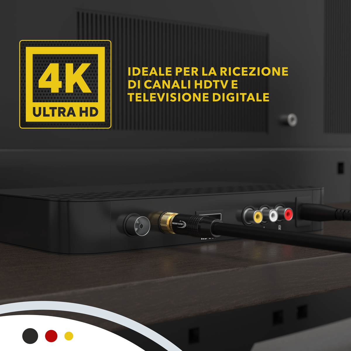 RedStar24 SAT Cable 135 dB – 1x 90° F-angle connector + 1x F-connector – Satellite cable / antenna cable – UHD, DVB-S2, DVB-C, cable internet – Black/White – 1m to 20m
