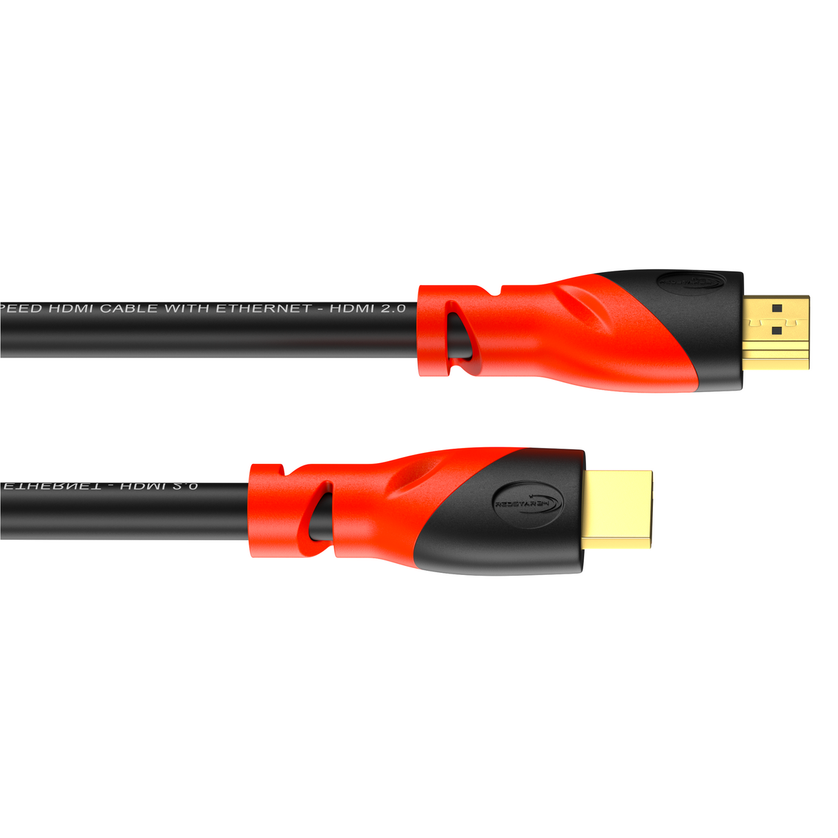 RedStar24 HDMI 2.0 Kabel – 4K Ultra HD @60Hz, Dolby Atmos, DTS:X, vergoldete Anschlüsse – Schwarz/Rot – 0,5m bis 5m