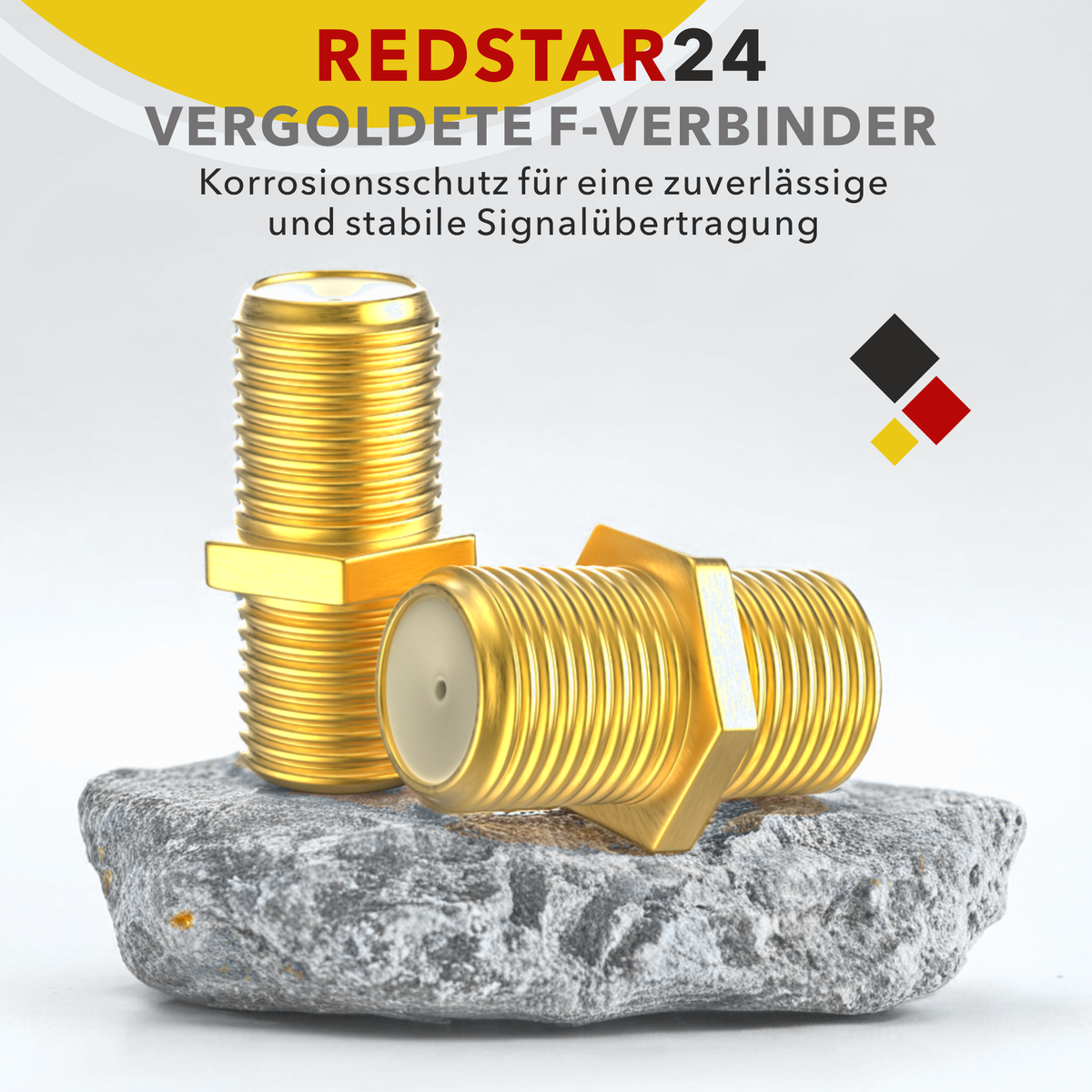 F-Kupplung vollgeschirmt RedStar24 – vergoldete Kontakte