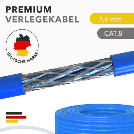 RedStar24 CAT 8 Netzwerkkabel blau – Verlegekabel S/FTP 2000 MHz