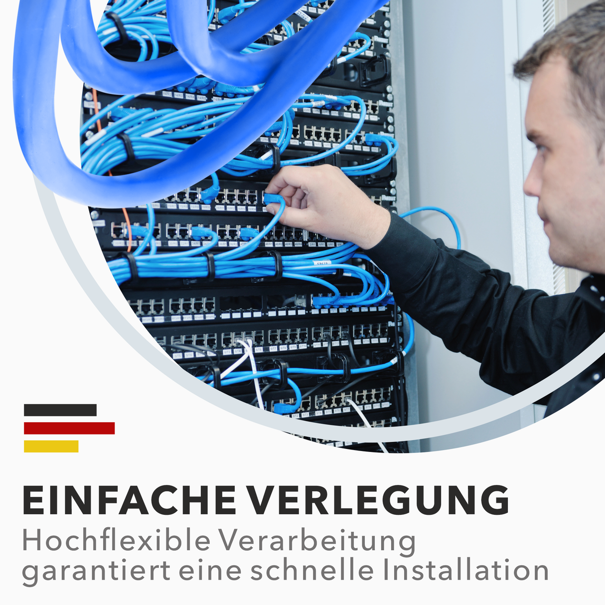 RedStar24 CAT 8 Netzwerkkabel Verlegekabel S/FTP PiMF – 2000 MHz, 40 Gbit/s (10m–100m)