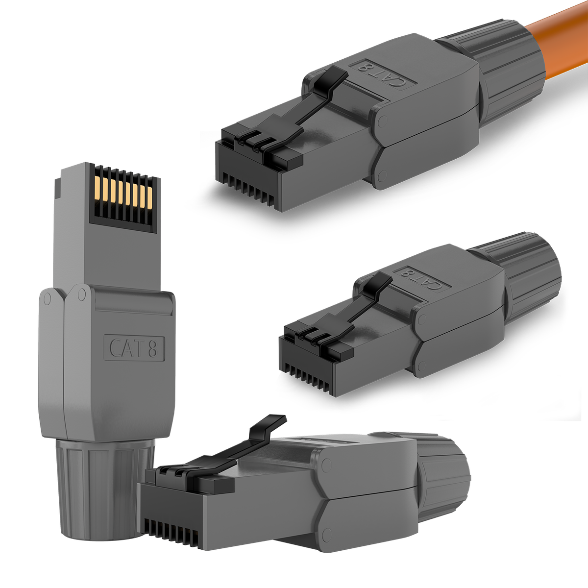 Connecteur RJ45 sans outil Cat.8 – Set de 2 et 4 fiches réseau LAN blindées pour câbles d'installation Cat 6/6A/7/7A/8 – 40 Gbit/s