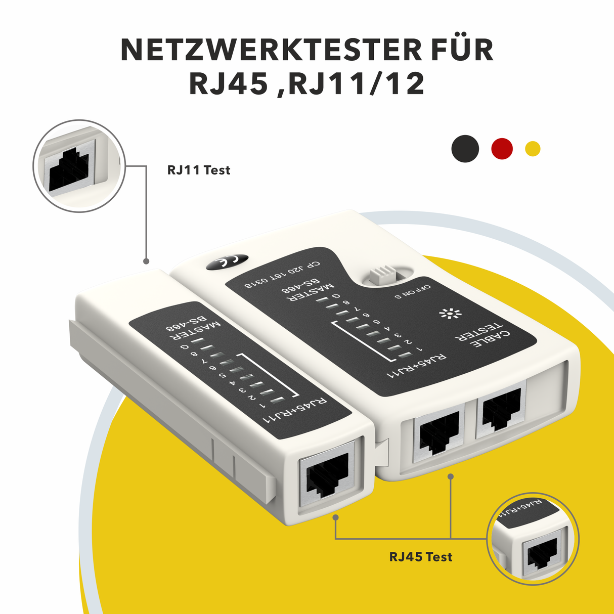 RedStar24 Netzwerk Werkzeugset 4-in-1 – RJ45 Crimpzange, LSA-Werkzeug, Kabeltester & Abisolierer mit Tasche