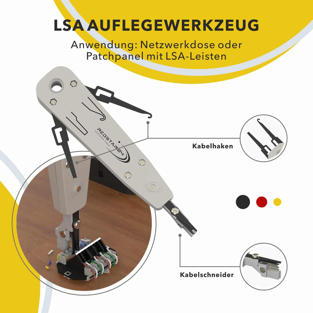 RedStar24 Netzwerk Werkzeugset 4-in-1 – RJ45 Crimpzange, LSA-Werkzeug, Kabeltester & Abisolierer mit Tasche