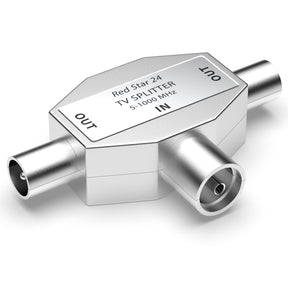 RedStar24 Antennen-Verteiler 2-fach – TV Splitter IEC T-Adapter