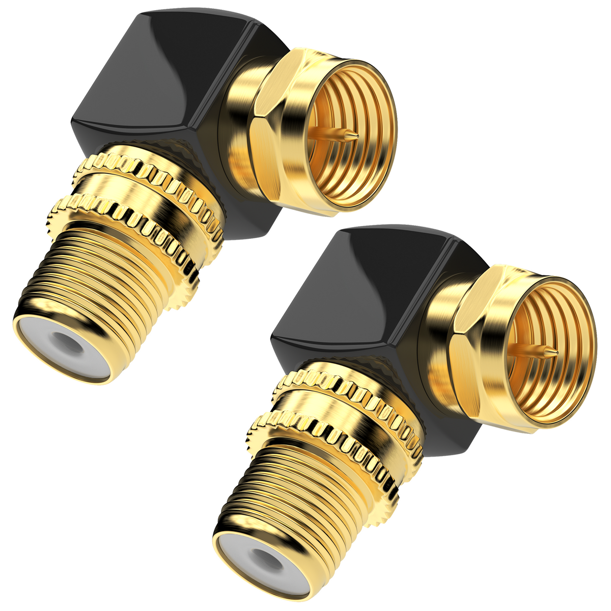 RedStar24 SAT Winkeladapter 90° – vergoldet – F-Stecker auf F-Buchse