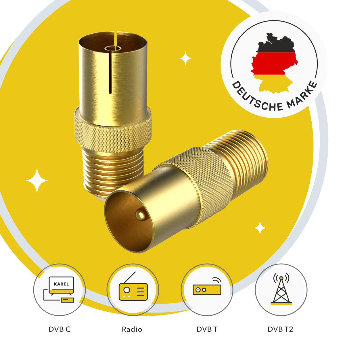 2-teiliges SAT Adapterset von RedStar24 – voll geschirmt