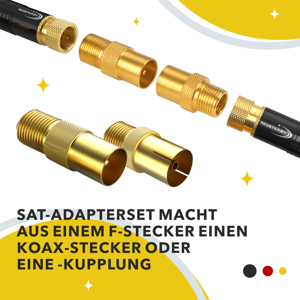 F-Kupplung auf Koax-Stecker & F-Kupplung auf Koax-Buchse Adapter