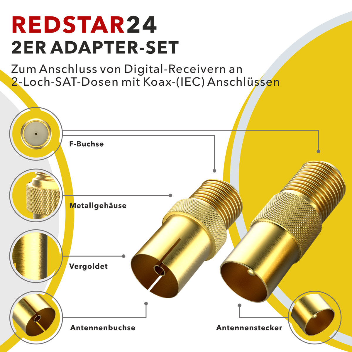 SAT Antennen Adapter Set für TV, Receiver und SAT-Dosen