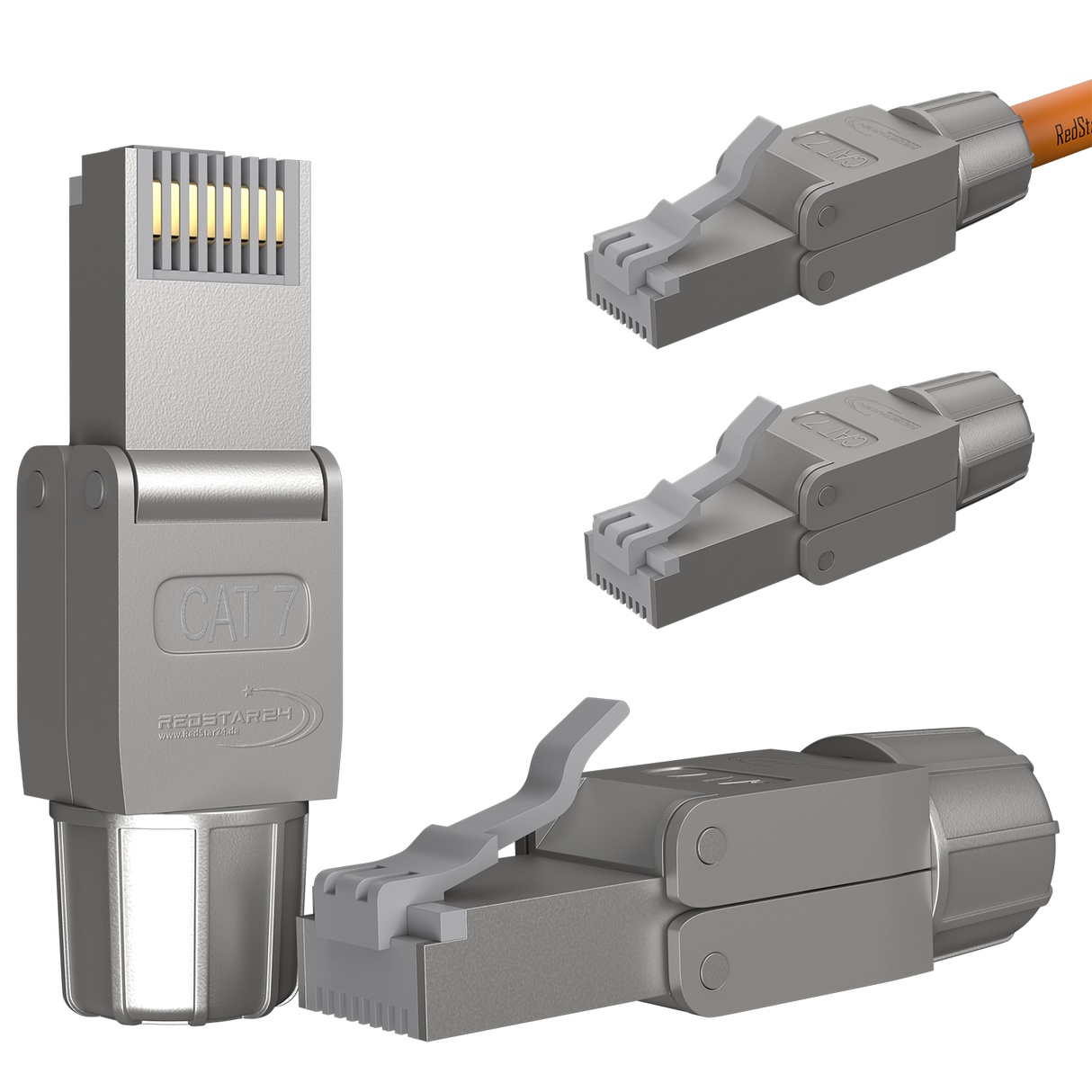 RedStar24 RJ45 Stecker werkzeuglos CAT 7 / CAT 6a – 10 Gbit/s, geschirmt, AWG 22–24
