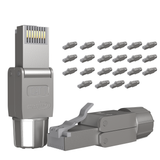 CAT 7 RJ45 Netzwerkstecker werkzeuglos Silber – geschirmter LAN Stecker für stabile Netzwerkverbindungen