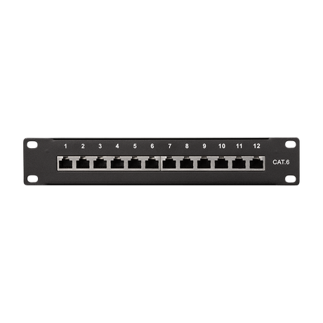12-Port Cat.6 Patchpanel mit Zugentlastung – LogiLink