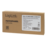 LogiLink Patchpanel Cat.6 – 12-Port RJ45, geschirmt, 10 Zoll Rack, Zugentlastung, Schwarz (RAL 7035)