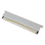 LogiLink Patchpanel Cat.6A – 24-Port RJ45, geschirmt, 19 Zoll, PoE/PoE+/PoE++, Lichtgrau (RAL 7035)