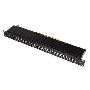 LogiLink Patchpanel Cat.6A – 24-Port RJ45, geschirmt, Schwarz RAL 9005