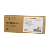 LogiLink Patchpanel Cat.6A – 8-Port RJ45, geschirmt, kompakt für Wand- & Desktopmontage, PoE/PoE+/PoE++, Schwarz (RAL 9005)
