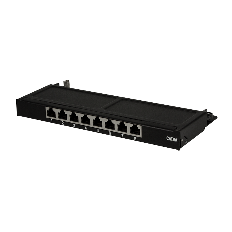 LogiLink Patchpanel Cat.6A – 8-Port RJ45, Schwarz (RAL 9005)