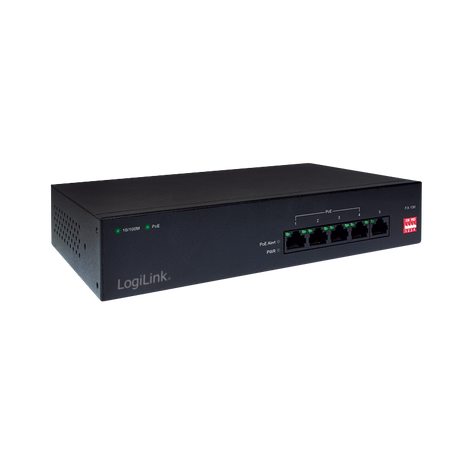 PoE Switch mit 5 RJ45 Ports & 30 W pro Port – LogiLink