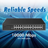 LogiLink 24-Port Gigabit Switch NS1324 – Unmanaged Ethernet Netzwerk Switch, Metallgehäuse, energieeffizient, 19"-fähig