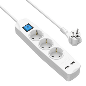 RedStar24 Steckdosenleiste 3-fach mit USB in Weiß – 1,5m Kabel