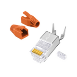 RJ45 Crimpstecker Cat.7 / Cat.6A – Silber & Vergoldet – 10er, 20er, 50er Sets mit Knickschutz Grau/Orange | RedStar24