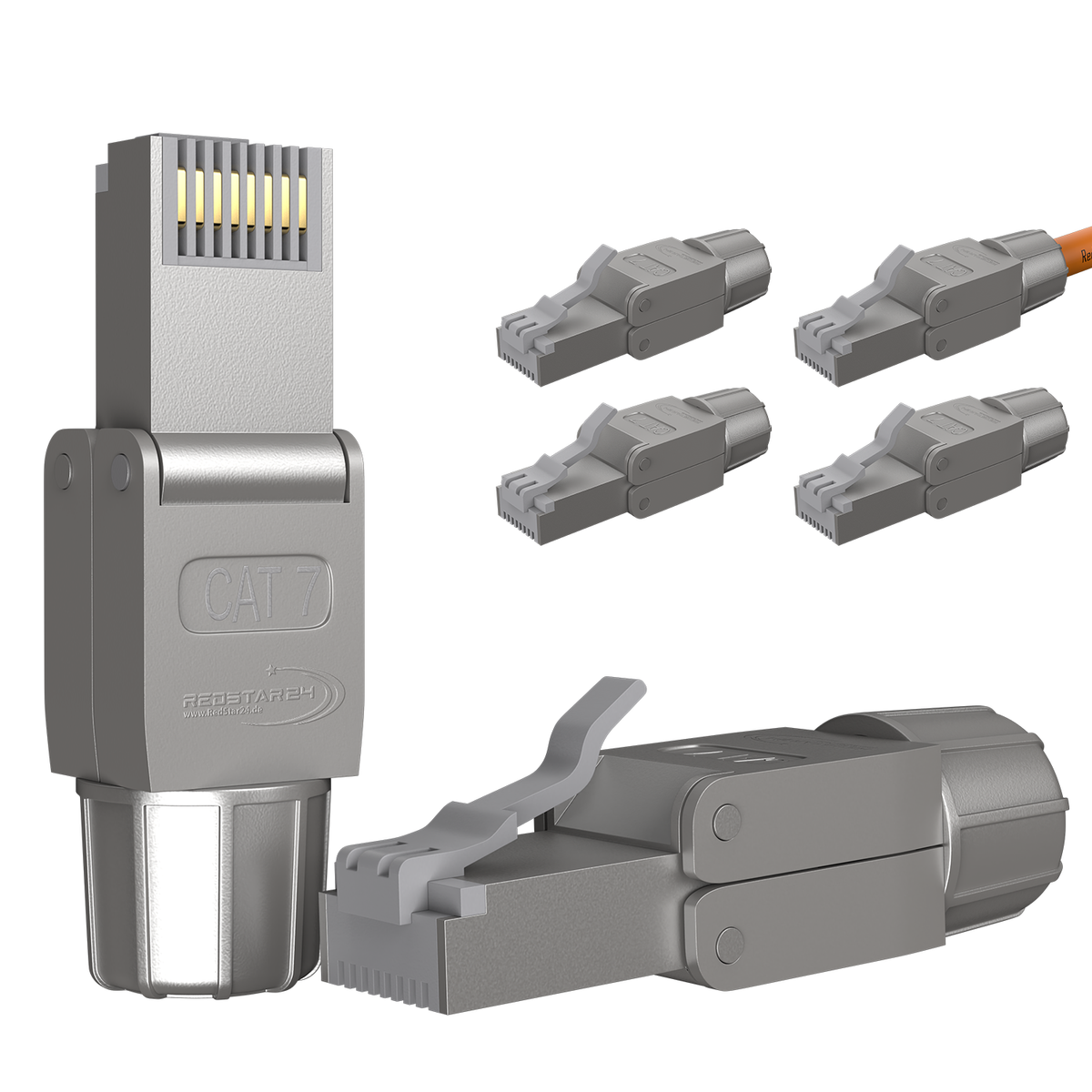 RedStar24 RJ45 Stecker werkzeuglos CAT 7 / CAT 6a – 10 Gbit/s, geschirmt, AWG 22–24