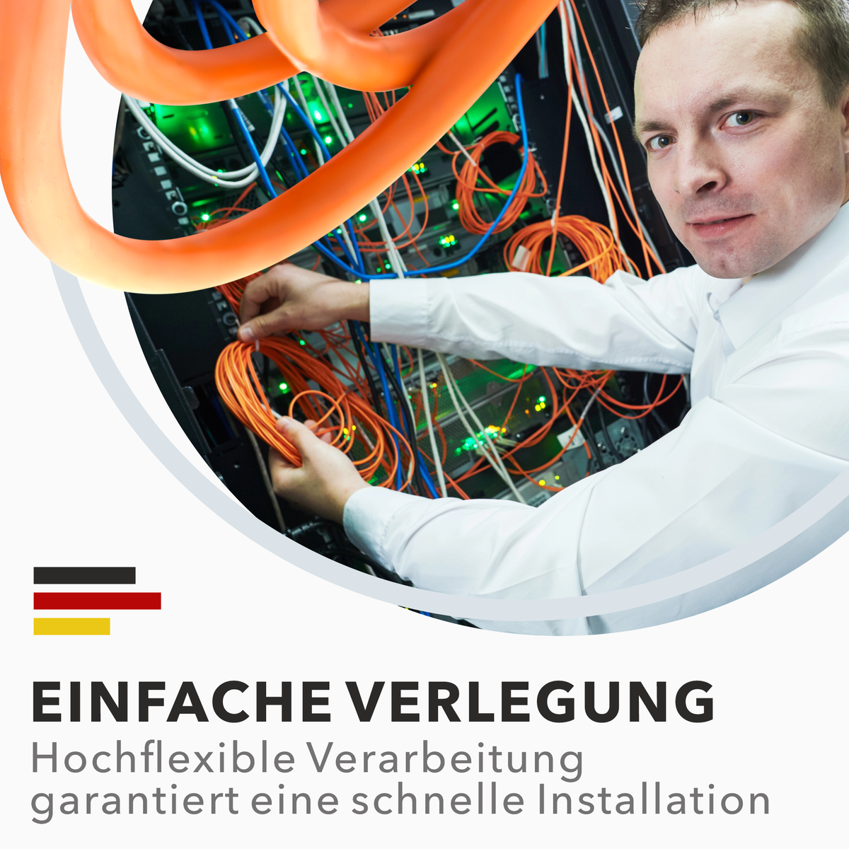Cat7 Verlegekabel S/FTP 1000 MHz – Orange, LSZH (Eca), 23 AWG, PiMF