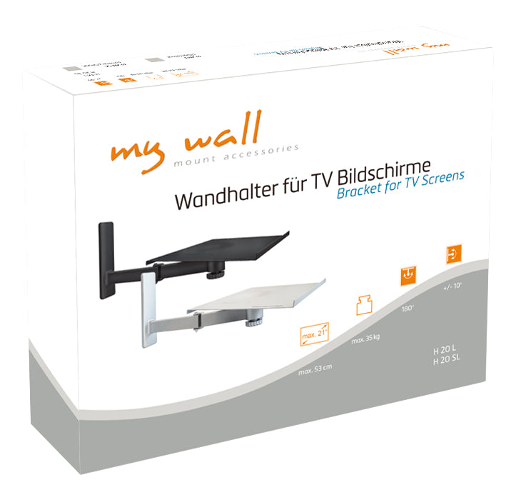 my wall Wandhalter für TV Bildschirme, Laptops, Notebooks und Lautsprecherboxen (H 20 L)