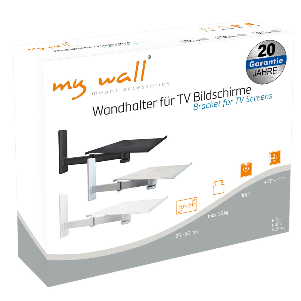 my wall Wandhalter für TV Bildschirme, Laptops, Notebooks und Lautsprecherboxen (H 20 WL)