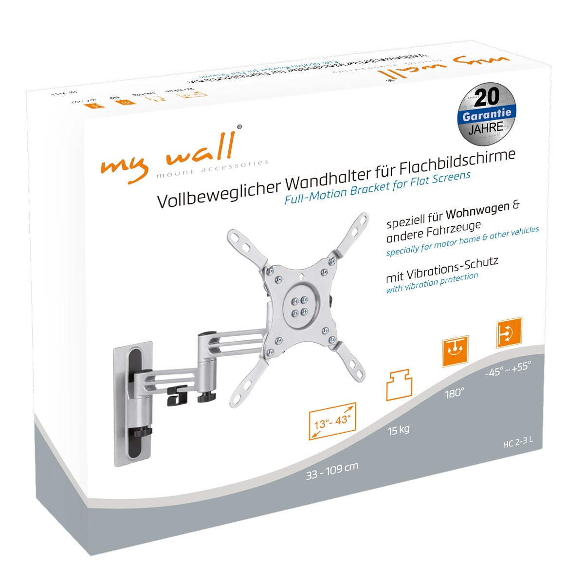 my wall TV Wandhalterung für Wohnmobile & Wohnwagen (HC 2-3 L)