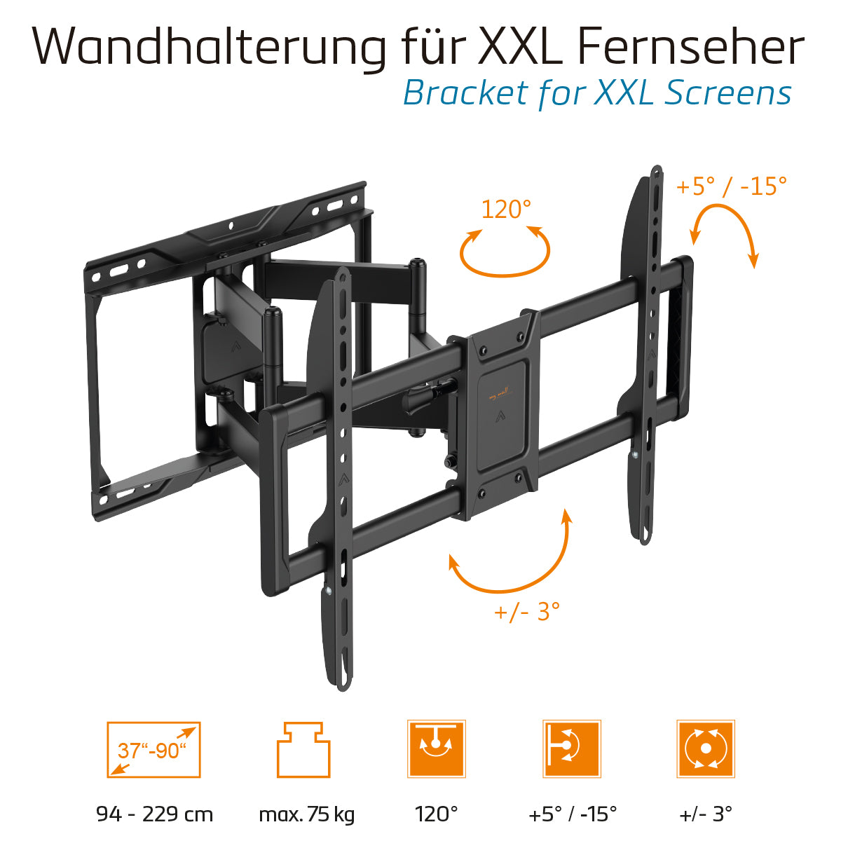 my wall TV Wandhalterung schwenkbar für XXL Fernseher (HF 23 L)