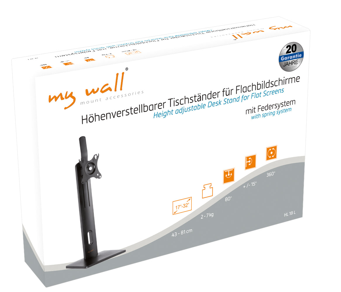 my wall Höhenverstellbarer Tischständer mit Federsystem für Flachbildschirme (HL 18 L)