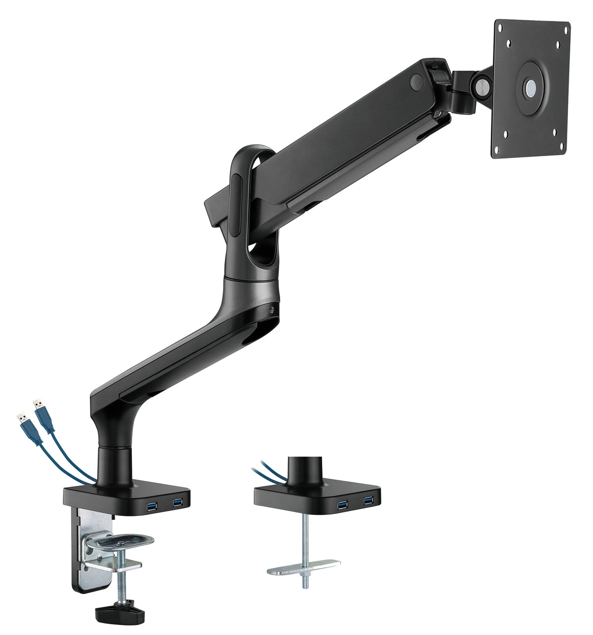 my wall Vollbeweglicher Tischhalter mit Federsystem & 2 USB-Anschlüssen für Flachbildschirme (HL 22-1 L)