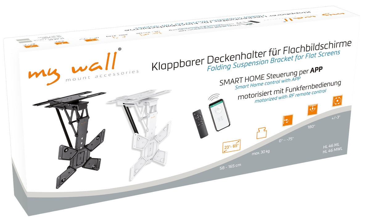 my wall Motorisierter & klappbarer Deckenhalter für Flachbildschirme (HL 46 ML)