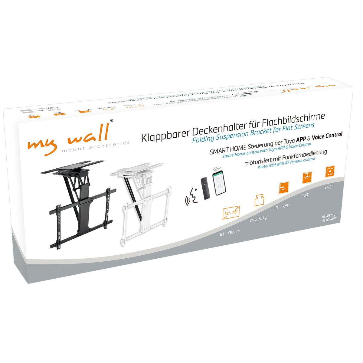 my wall Motorisierter & klappbarer TV Deckenhalter (HL 49 ML)