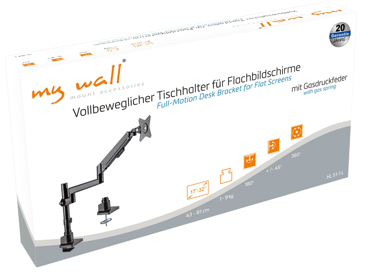 my wall Vollbeweglicher Tischhalter für Flachbildschirme (HL 51-1 L)