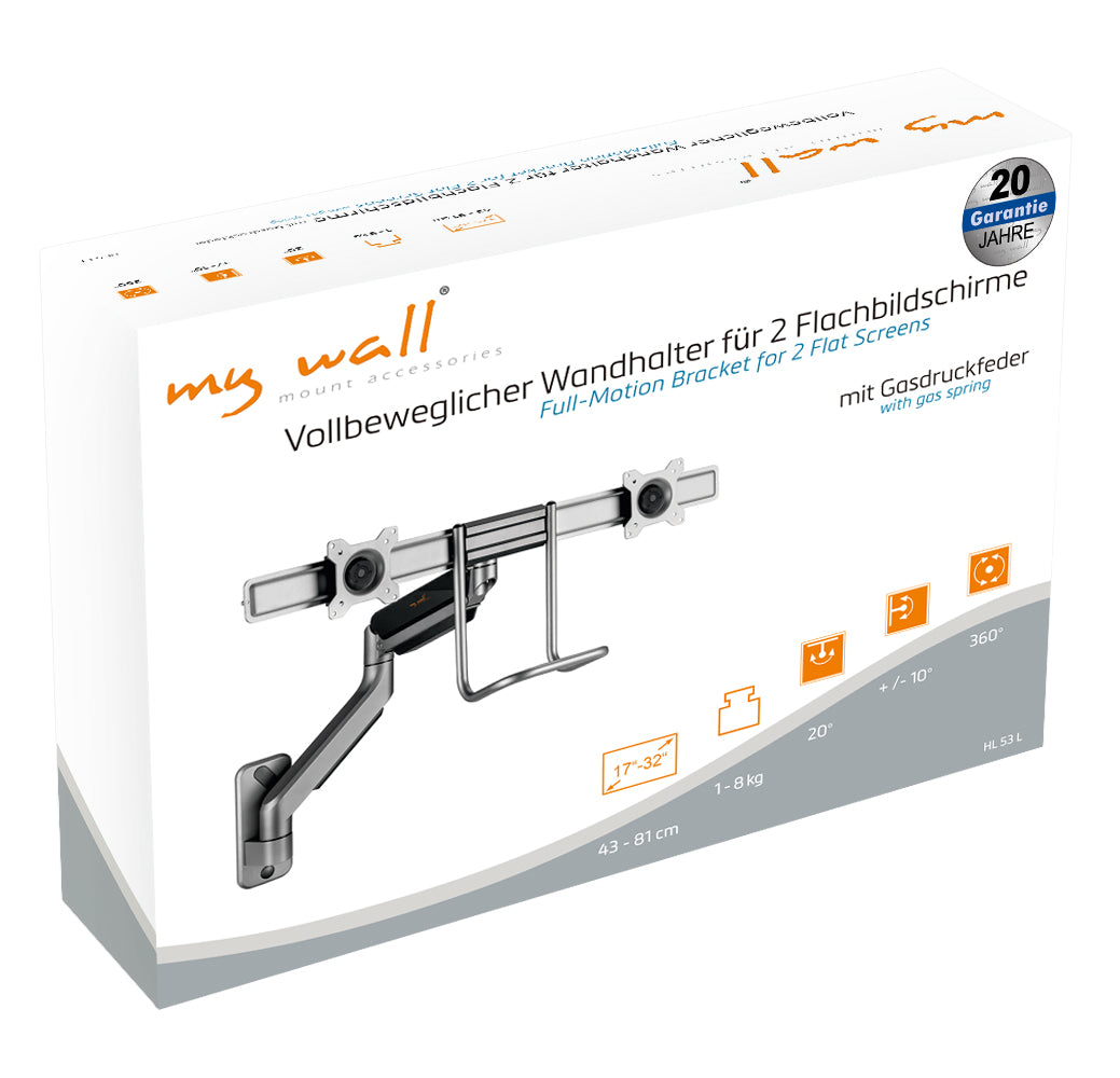 my wall Vollbeweglicher Wandhalter für 2 Flachbildschirme (HL 53 L)