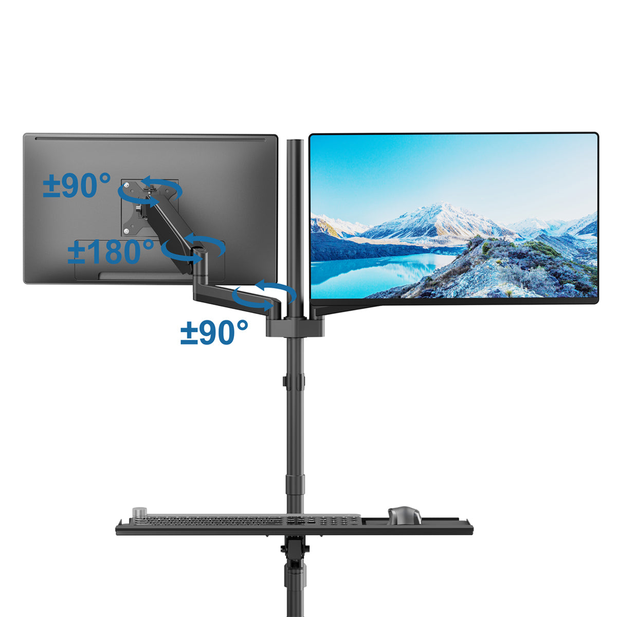 my wall Vollbeweglicher Standfuß für 2x Monitore & Tastatur (HP 124 L)